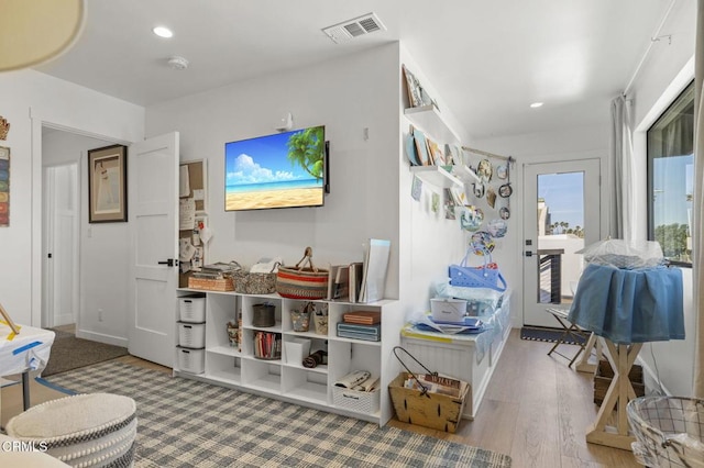 interior space with light hardwood / wood-style flooring