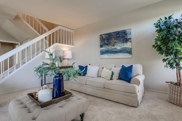 living room featuring carpet flooring