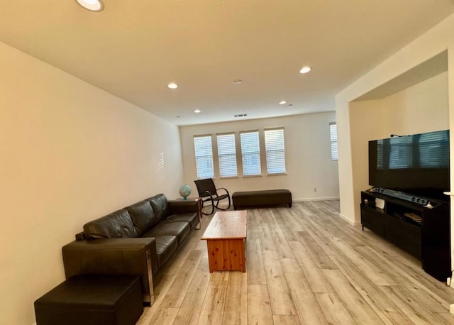 living room with light wood-type flooring