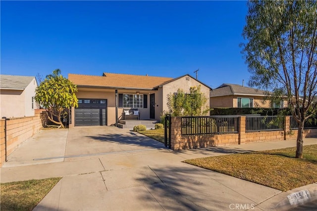 ranch-style house featuring a garage