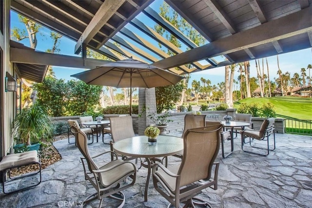 view of patio with a pergola