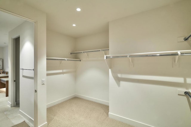 spacious closet with light colored carpet