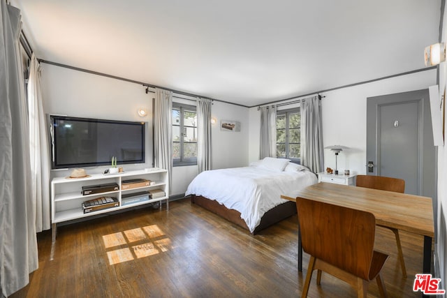 bedroom featuring dark wood-type flooring