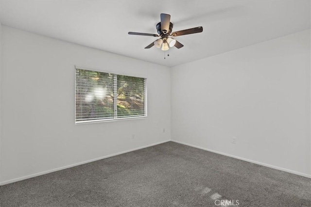 spare room with ceiling fan and carpet floors