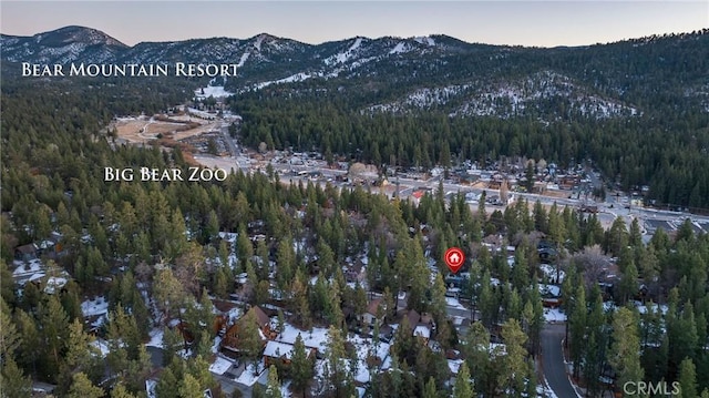 birds eye view of property with a mountain view