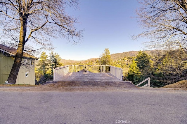 view of front of home with a mountain view