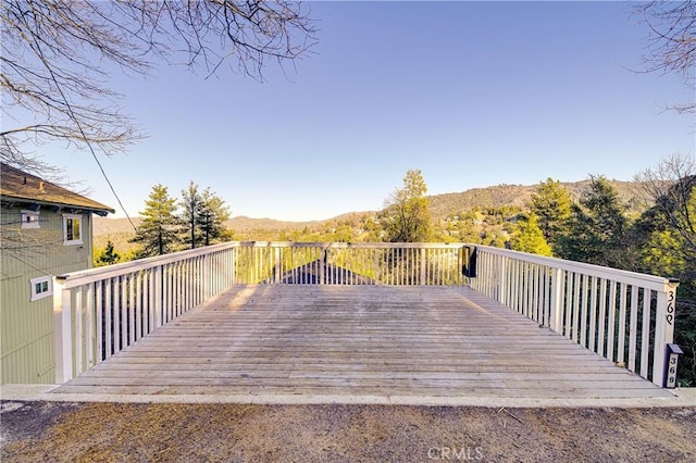 deck with a mountain view