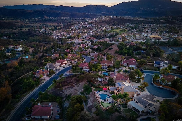 aerial view featuring a mountain view