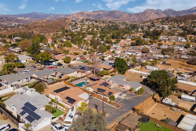 drone / aerial view featuring a mountain view