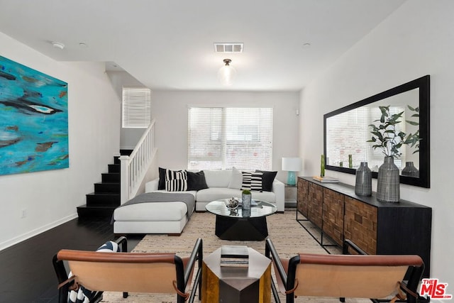 living room featuring hardwood / wood-style flooring