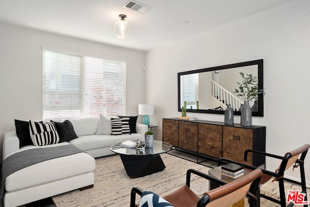 living room featuring light hardwood / wood-style floors