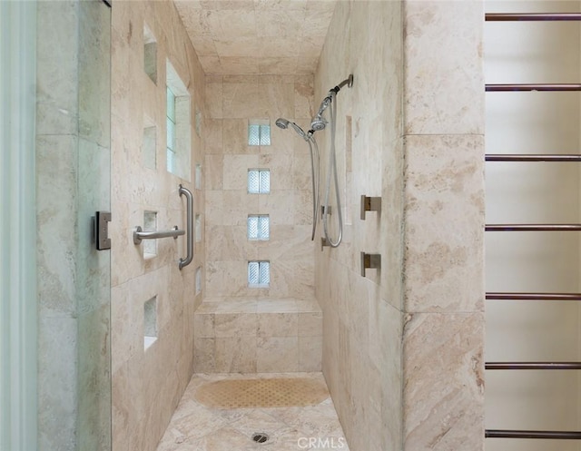 bathroom with a stall shower