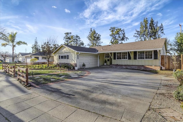 ranch-style home with a garage