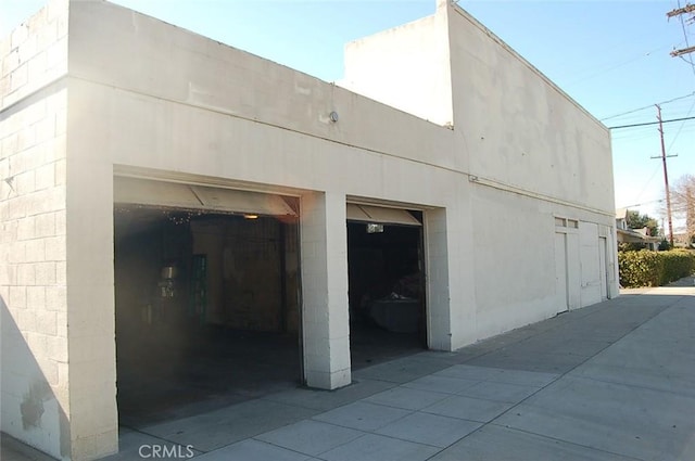 exterior space featuring a garage