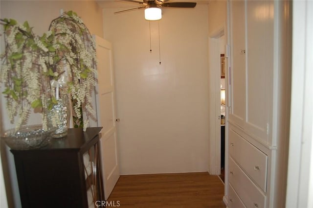 corridor with dark wood-type flooring