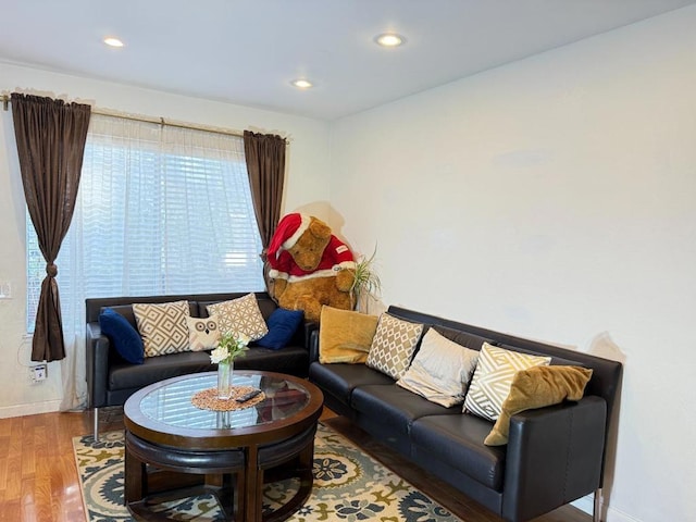 living room with hardwood / wood-style floors