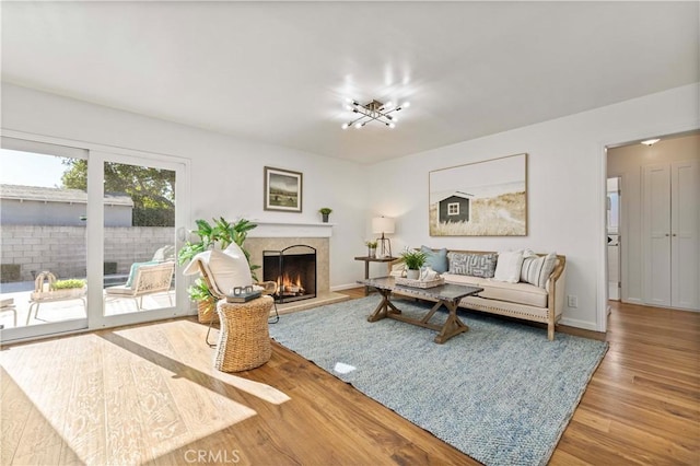 living room with hardwood / wood-style floors