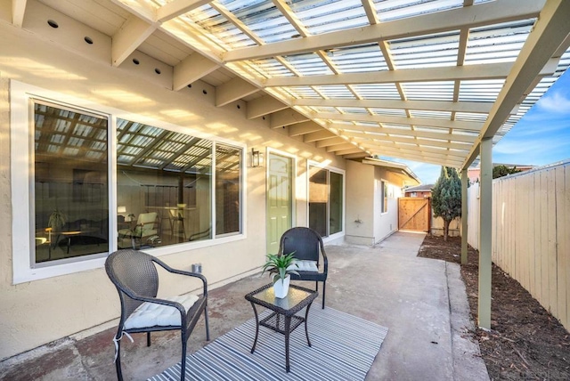 view of patio / terrace featuring a pergola