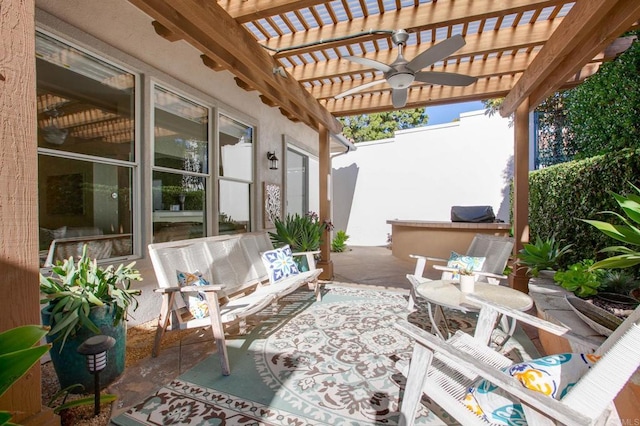 view of patio featuring a pergola