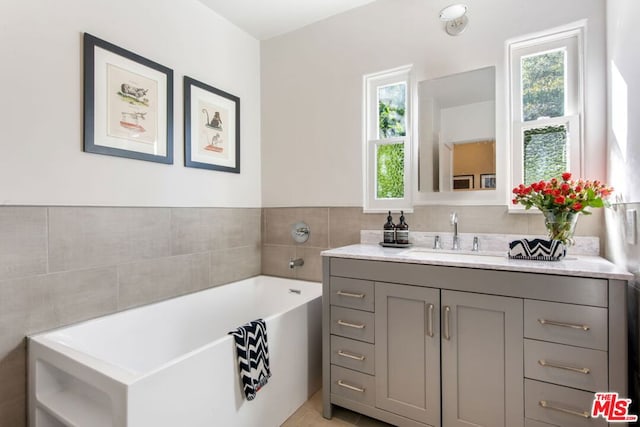 bathroom featuring vanity and a bathtub