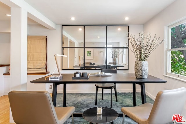 office area with hardwood / wood-style floors