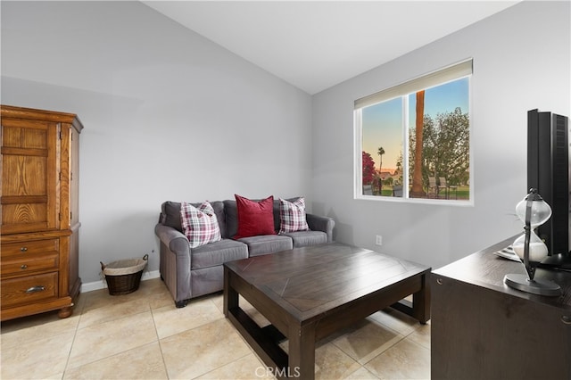 living room featuring light tile patterned floors