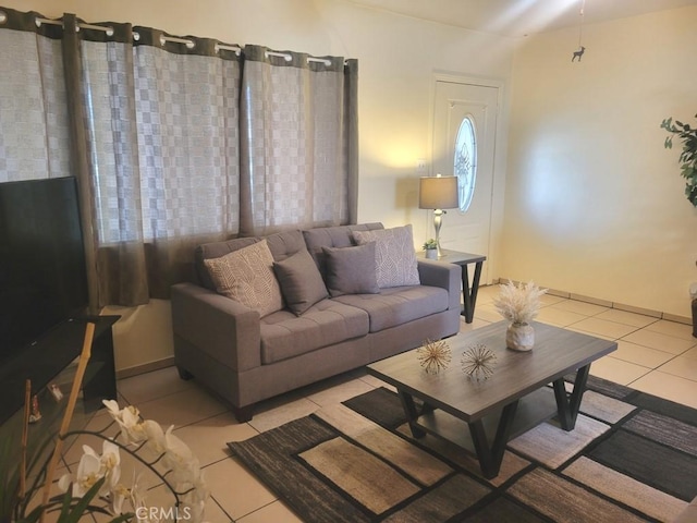 view of tiled living room