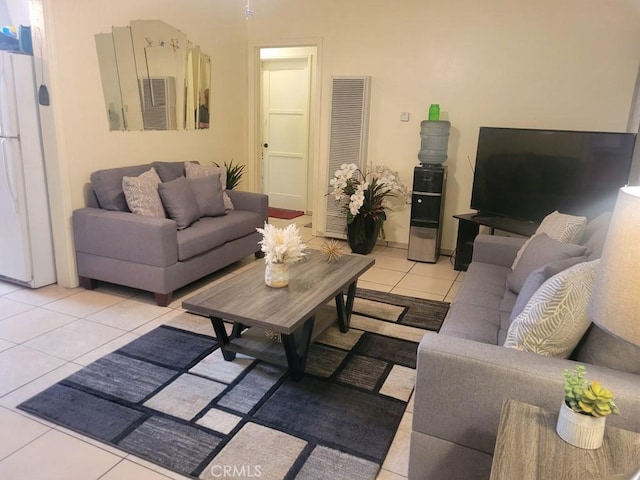 living room featuring light tile patterned floors