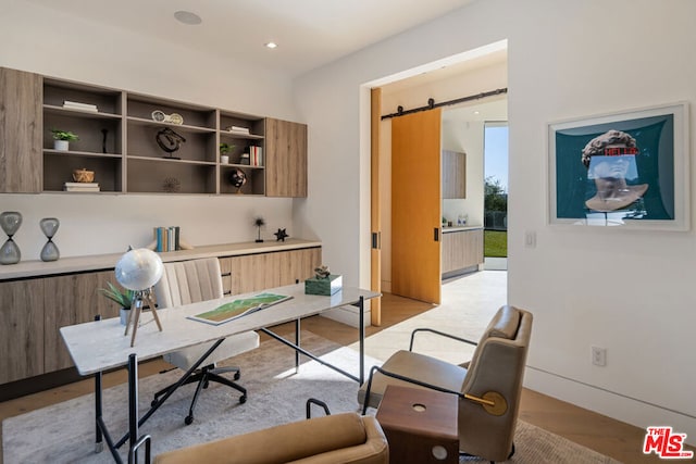 office space featuring light hardwood / wood-style floors