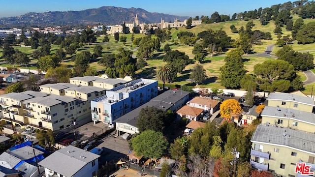 drone / aerial view with a mountain view