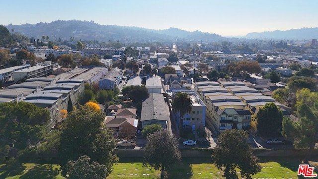 drone / aerial view with a mountain view