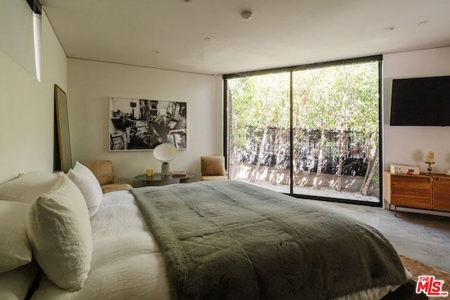 bedroom featuring expansive windows