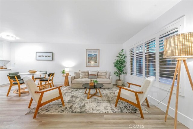 living room featuring light hardwood / wood-style flooring