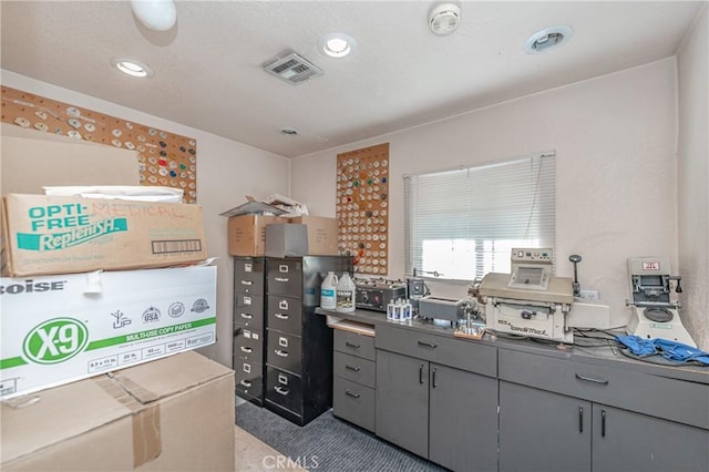 interior space with gray cabinets