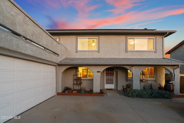 view of front property with a garage