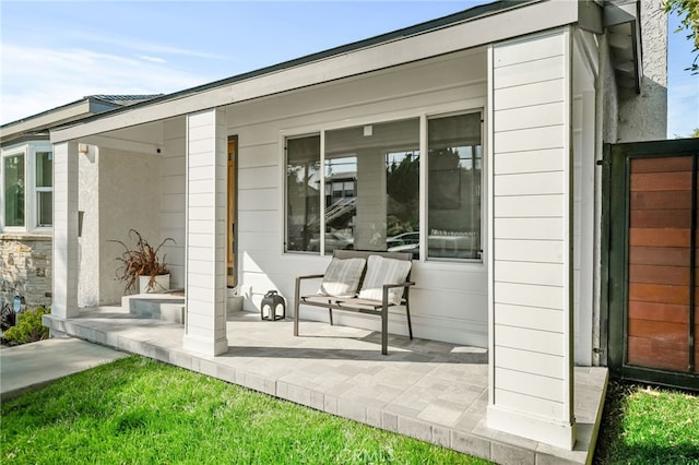 exterior space featuring covered porch