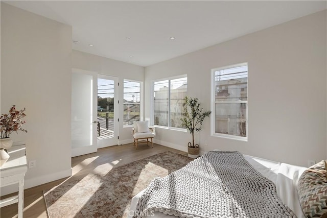 1700 Perkins Ln, Redondo Beach, CA 90278 - bedroom with wood finished floors, recessed lighting, and access to exterior