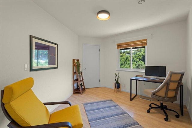 office area featuring light hardwood / wood-style floors