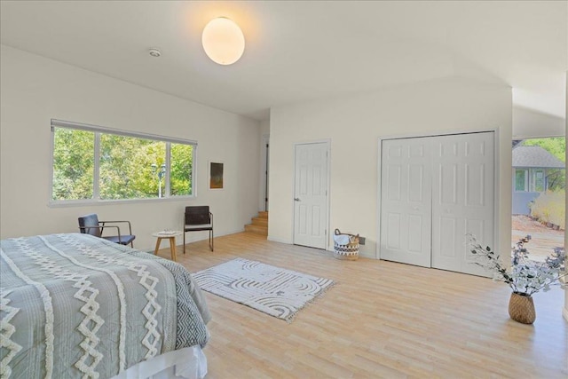 bedroom with hardwood / wood-style floors