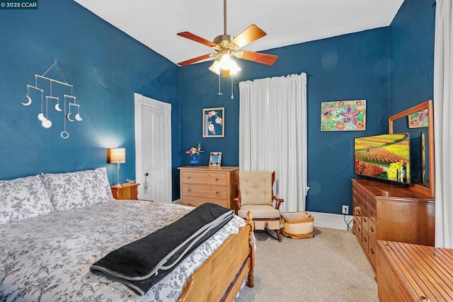 bedroom with carpet and ceiling fan