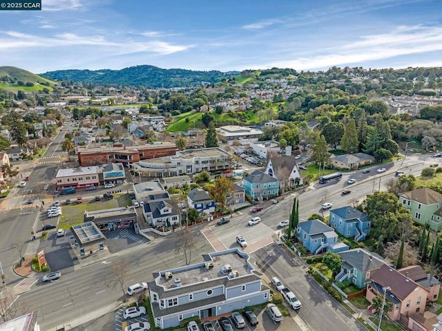 drone / aerial view with a mountain view