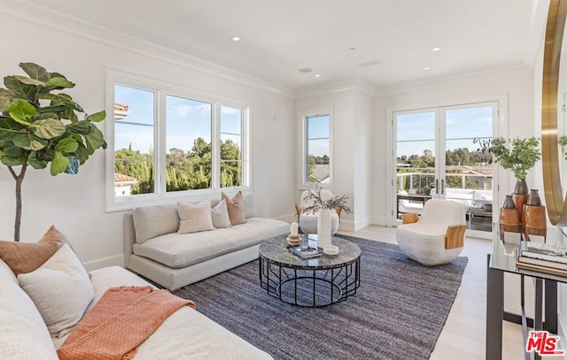 sunroom featuring french doors