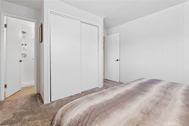 carpeted bedroom with a closet