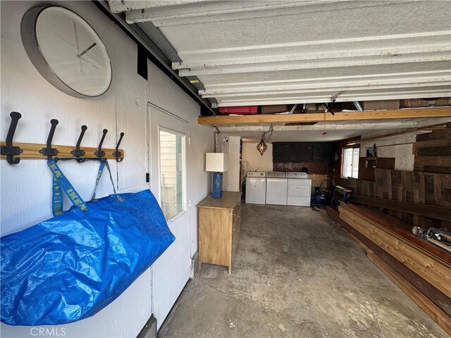 garage with washer and dryer