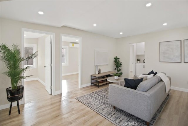 living room with light wood-type flooring