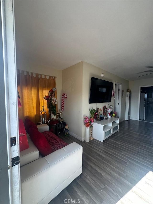 living room with hardwood / wood-style flooring