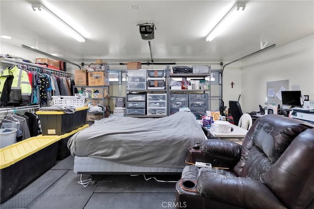 garage with a garage door opener