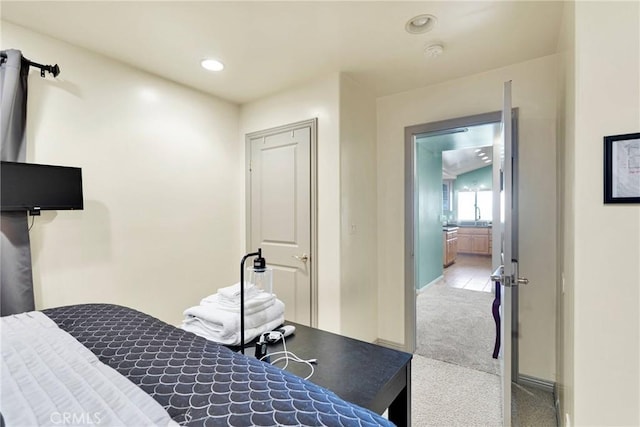 32758 Spinel Rd, Lucerne Valley, CA 92356 - bedroom featuring baseboards, recessed lighting, and carpet
