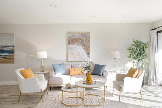 living room featuring light wood-type flooring