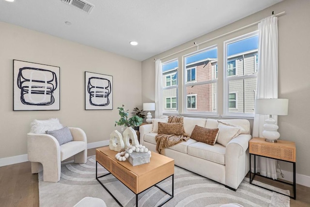 living room featuring light hardwood / wood-style flooring